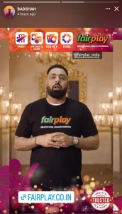Badshah FairPlay betting ad
