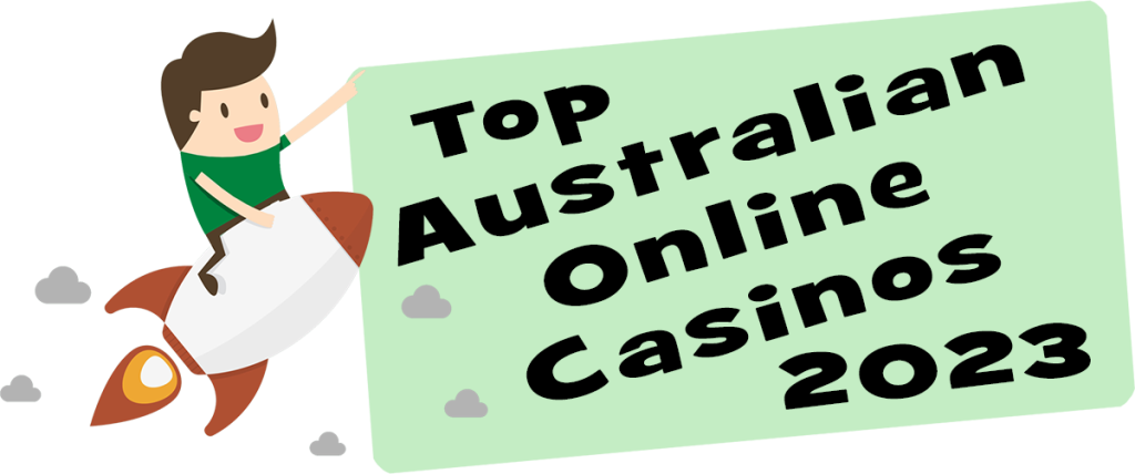 Australian guy on rocket going to top Australian Online Casinos 2023