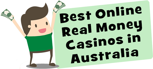 Illustrated guy showing the best real money online Casinos i Australia