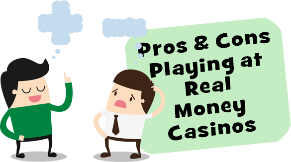 Illustrated news guy Explaining the Pros and Cons of Playing at Real Money Casinos