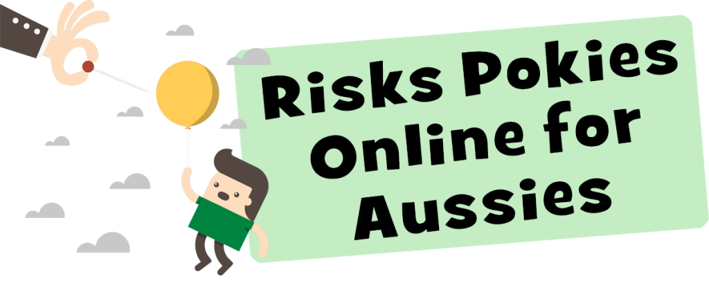 Cartoon Man Taking Risks Pokies Online for Aussies
