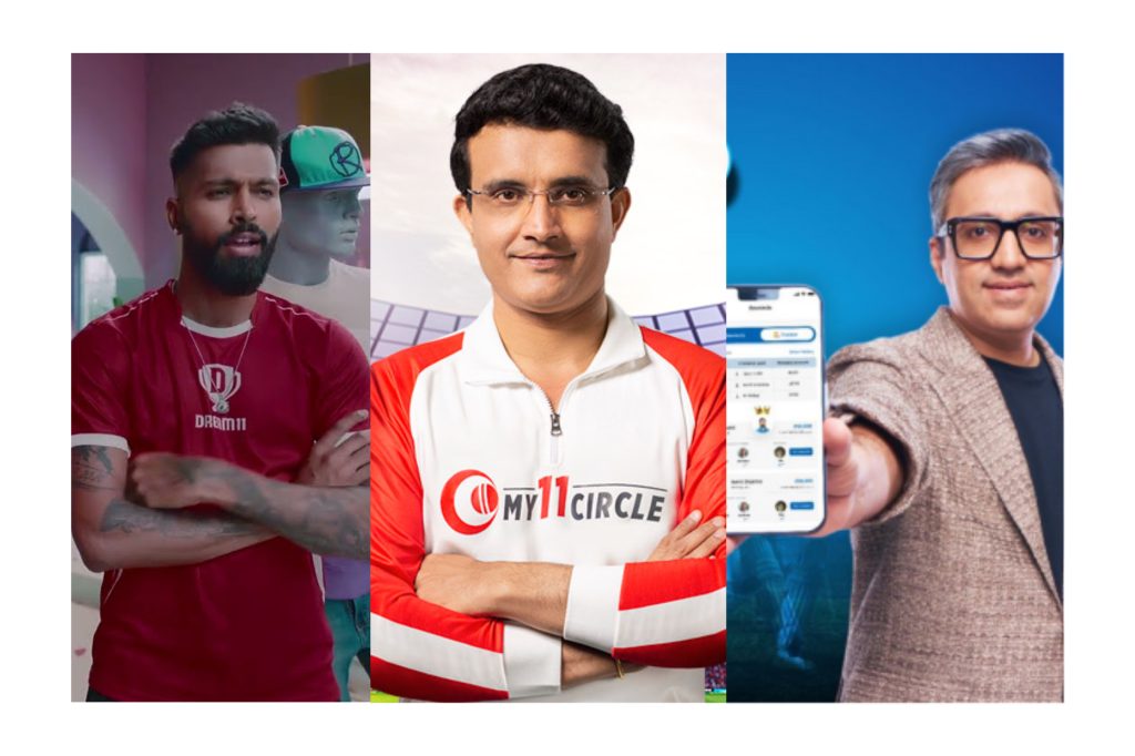 RMG company ads, Dream11, My11Circle, CrickPe Ashneer Grover Online Gaming ads Cricket World Cup