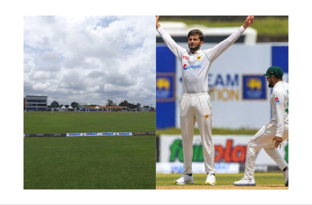 Sri Lanka vs Pakistan Test match filled with illegal betting adverts. FairPlay and 1xBat collage